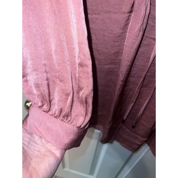 NY Collection Satin Blouse Womens Plus Sz 3X Pink Top Pullover Tie Neck New - Picture 4 of 10